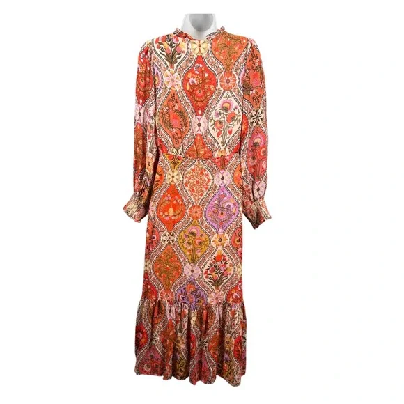 Farm Rio Anthropologie Maxi Dress Womens‎ S Floral Boho Cottagecore Ruffle Flowy - Picture 7 of 12